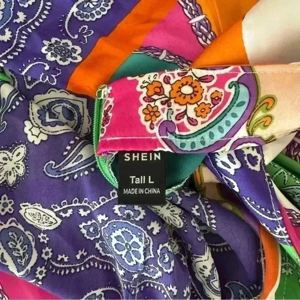 SHEIN Tall Paisley & Floral Print Ruched Satin - Picture 7 of 8